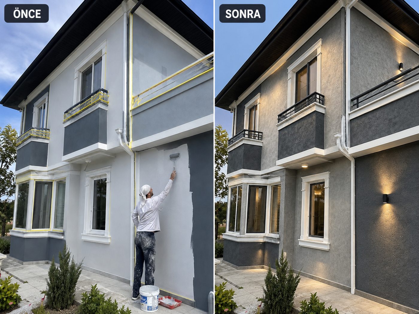 Ilıca dış cephe boya öncesi ve sonrası